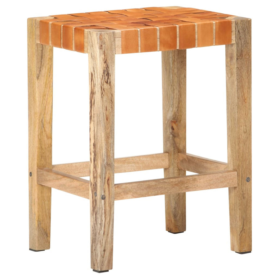 Barstolar, 2 st, brunt äkta läder, 60 cm