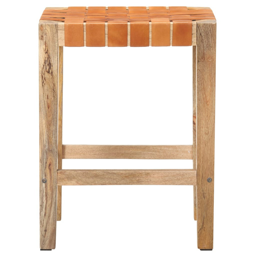 Barstolar, 2 st, brunt äkta läder, 60 cm