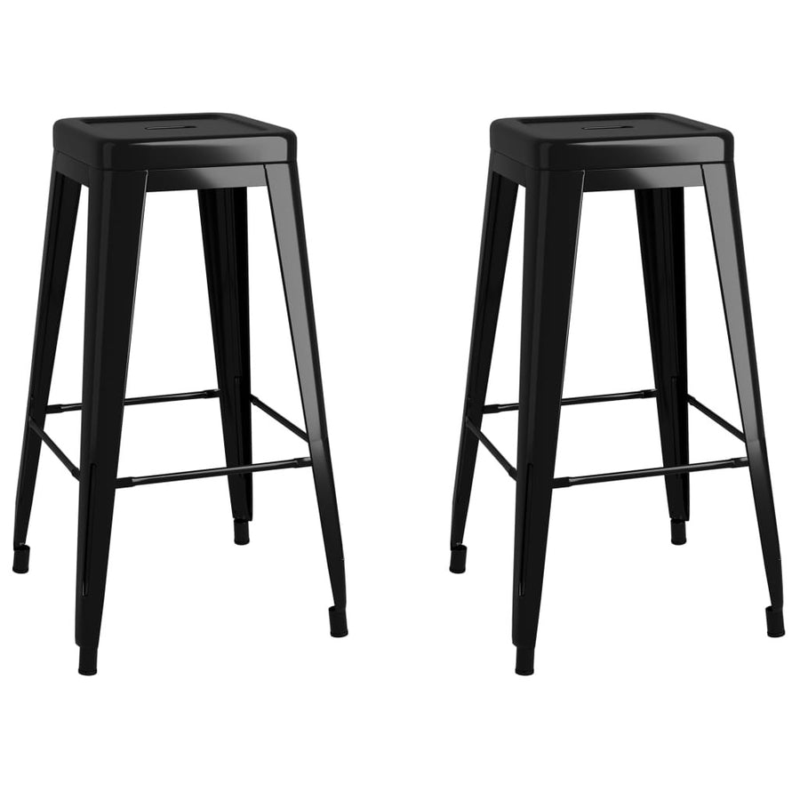 Barstolar, stapelbara, 2 st, svart metall