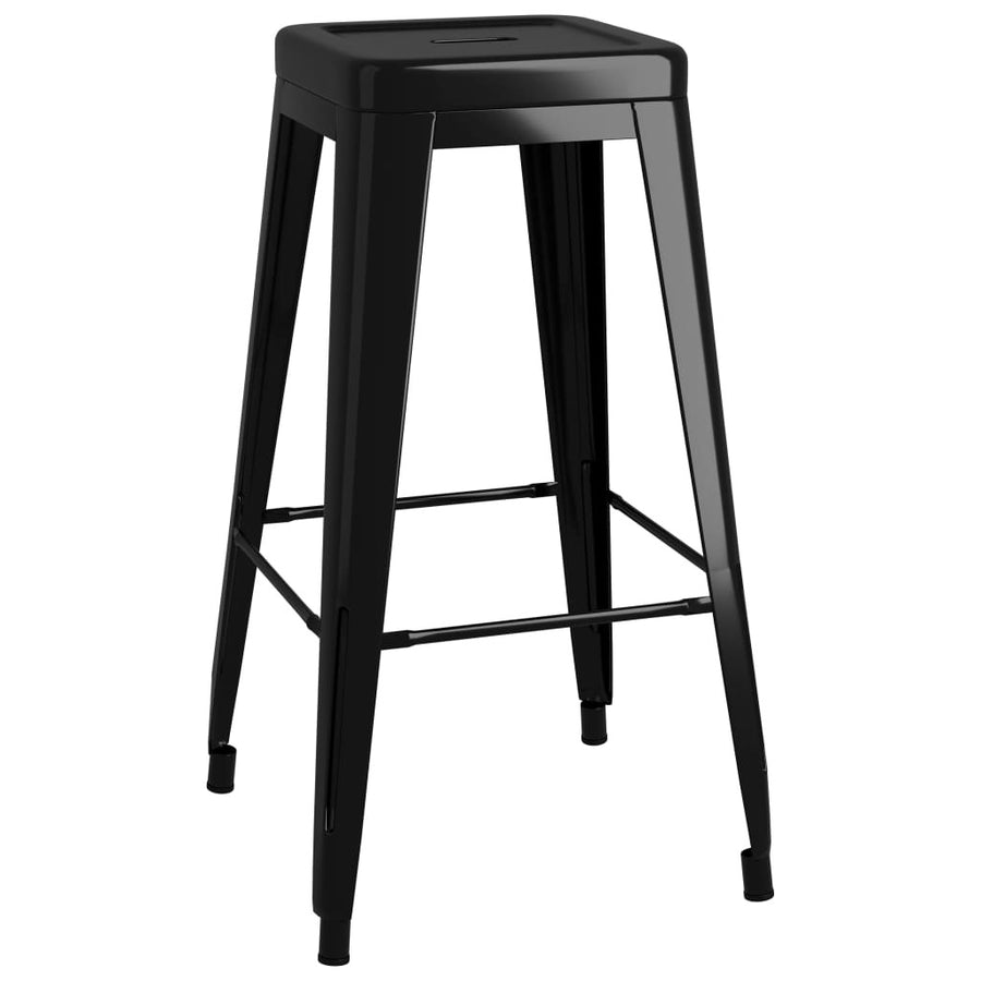 Barstolar, stapelbara, 2 st, svart metall