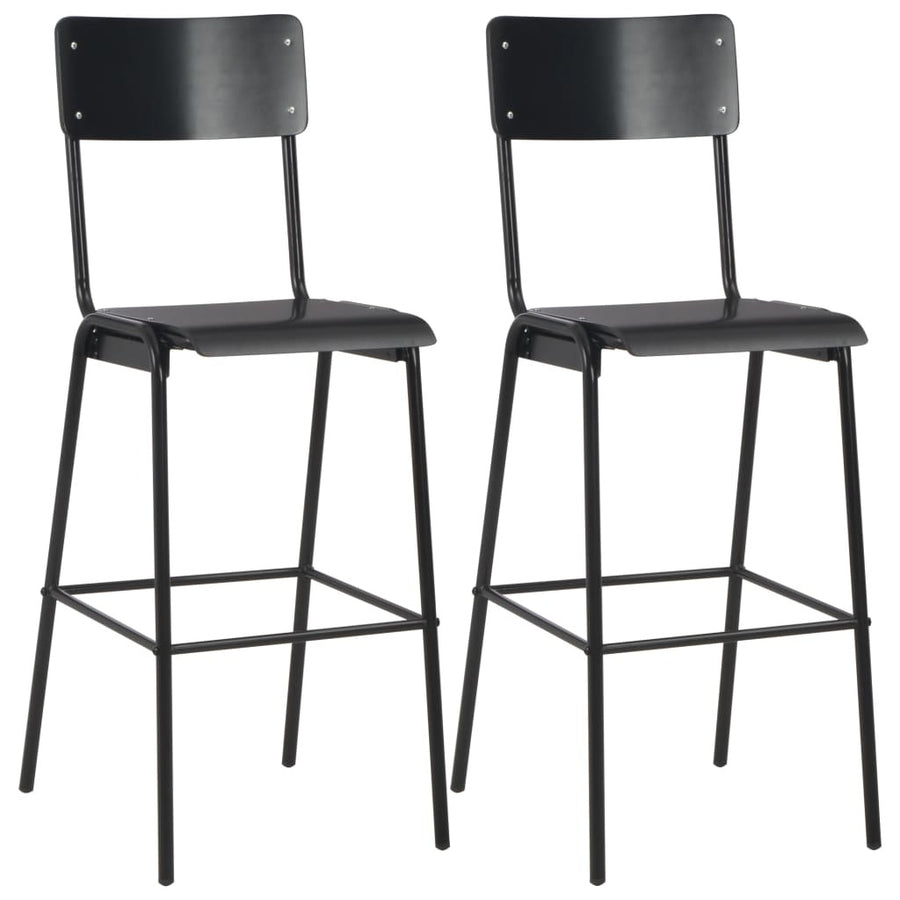 Barstolar, 2 st, svart plywood och stål