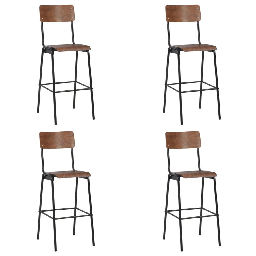 Barstolar, 4 st, massiv plywood och stål