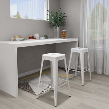 Barstolar, stapelbara, 2 st, vitmetall