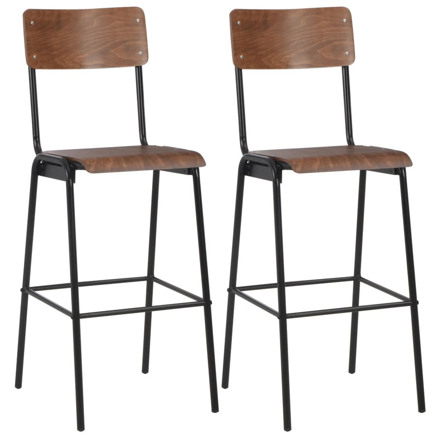 Barstolar, 2 st, brun plywood och stål