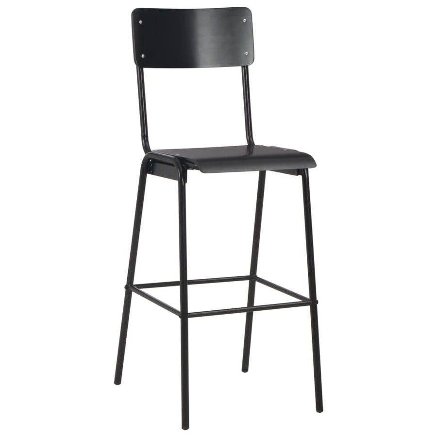 Barstolar, 4 st, svart massiv plywood, stål