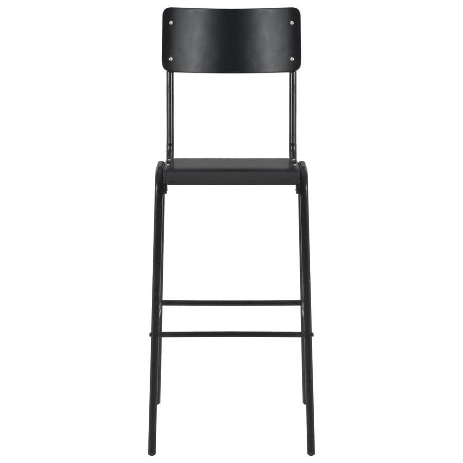 Barstolar, 4 st, svart massiv plywood, stål