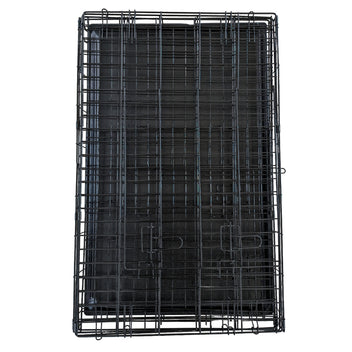 Husdjursbur 91 x 57 x 63,5 cm – hopfällbar, 2 dörrar, dubbellås, svart