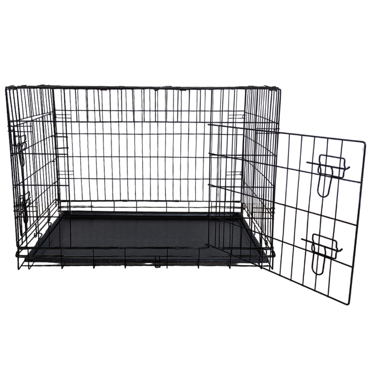 Husdjursbur 91 x 57 x 63,5 cm – hopfällbar, 2 dörrar, dubbellås, svart