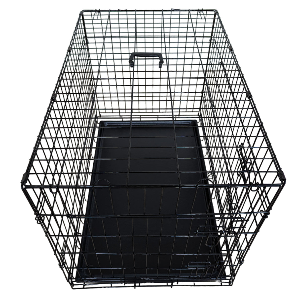 Husdjursbur 91 x 57 x 63,5 cm – hopfällbar, 2 dörrar, dubbellås, svart