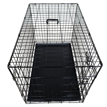 Husdjursbur 91 x 57 x 63,5 cm – hopfällbar, 2 dörrar, dubbellås, svart