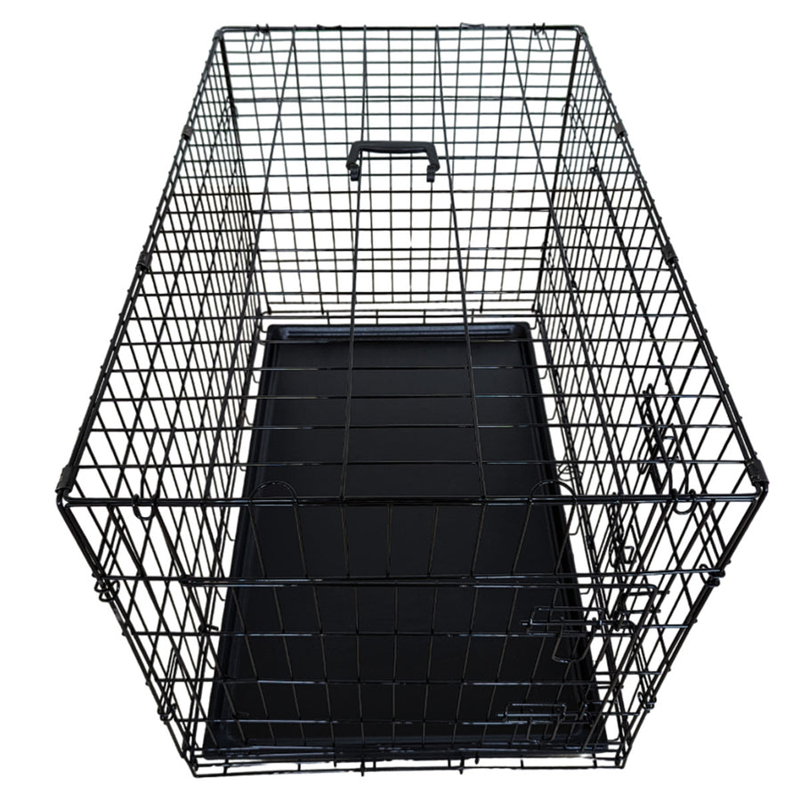 Husdjursbur 91 x 57 x 63,5 cm – hopfällbar, 2 dörrar, dubbellås, svart