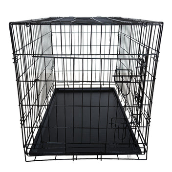 Husdjursbur 91 x 57 x 63,5 cm – hopfällbar, 2 dörrar, dubbellås, svart
