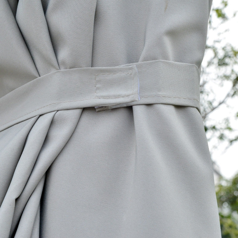 aurinkovarjo LED 4.5m  puutarhaan, soikea vaaleanharmaa + musta