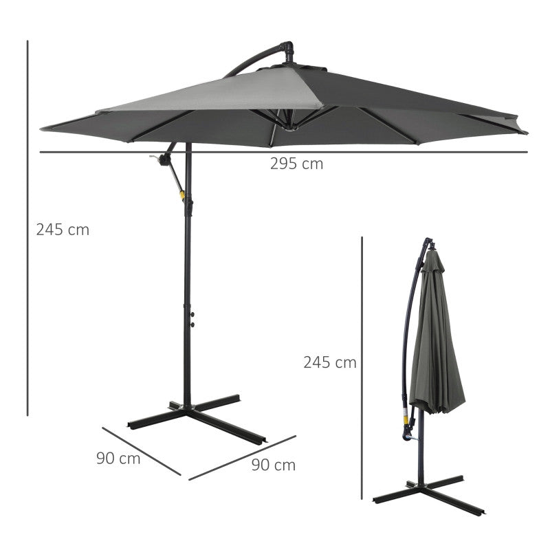 aurinkovarjo käsikahvalla Säänkestävä 2,95 m x 2,95 m x 2,45 m Polyesteri Teräs Musta