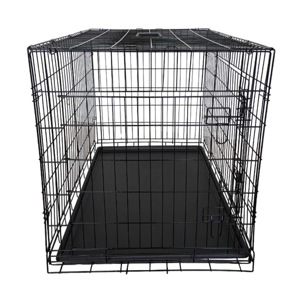 Husdjursbur 107 x 69 x 75 cm – hopfällbar, 2 dörrar, dubbellås, svart