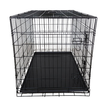 Husdjursbur 107 x 69 x 75 cm – hopfällbar, 2 dörrar, dubbellås, svart