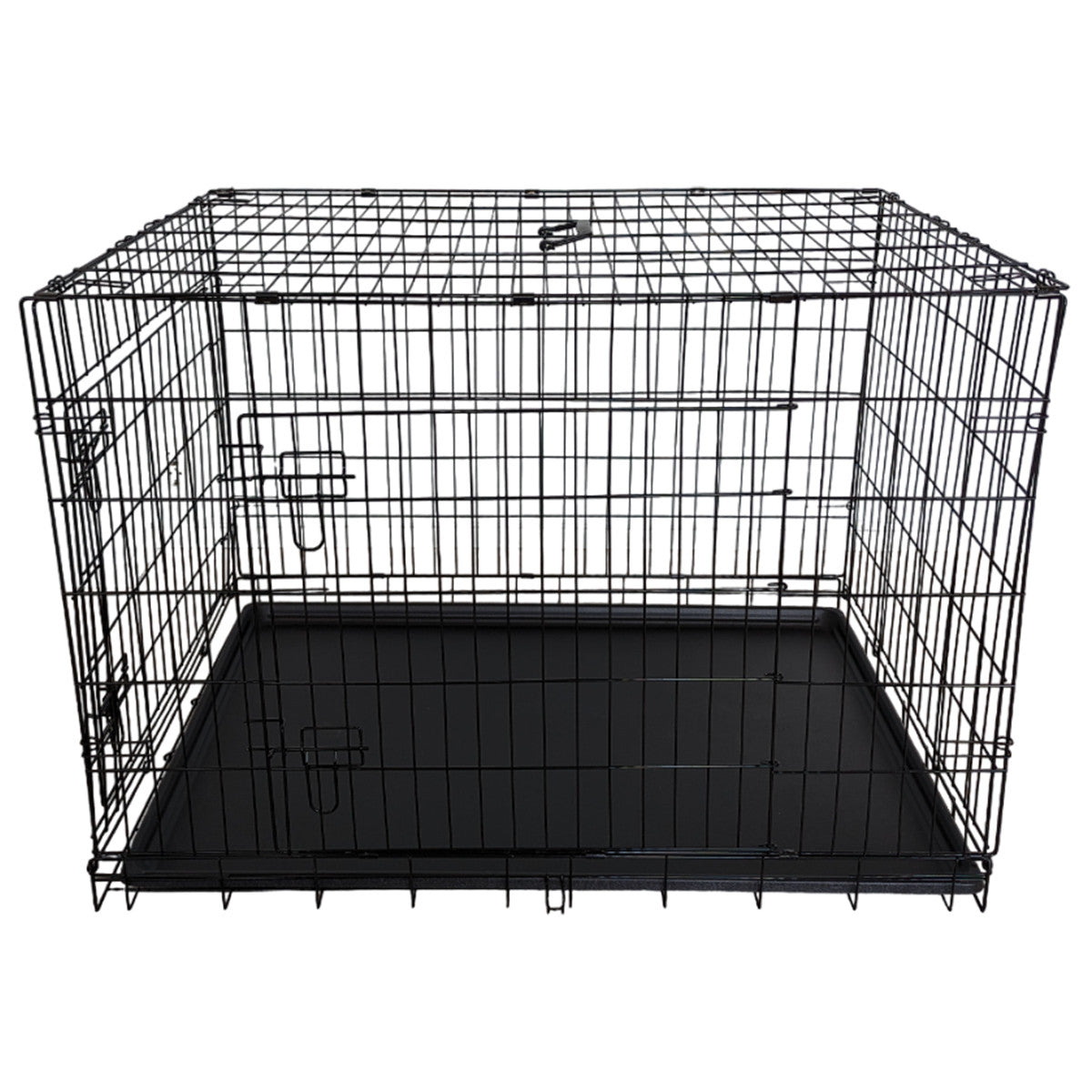 Husdjursbur 107 x 69 x 75 cm – hopfällbar, 2 dörrar, dubbellås, svart