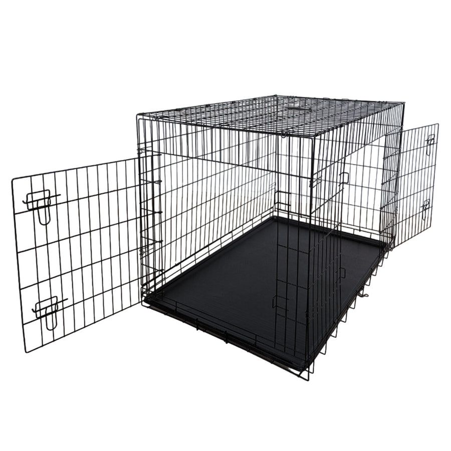 Kokoontaitettava koirahäkki XXL 121 x 74 x 80,5 cm – 2 ovea, tuplalukitus, musta