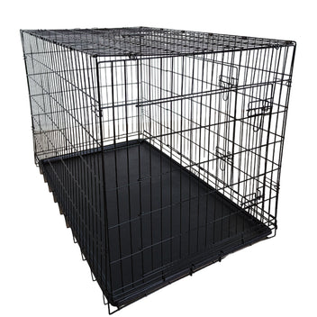 Kokoontaitettava koirahäkki XXL 121 x 74 x 80,5 cm – 2 ovea, tuplalukitus, musta