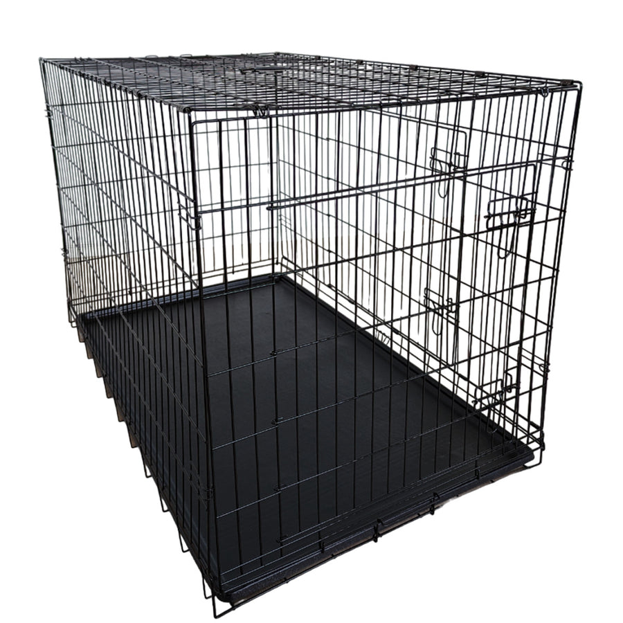Kokoontaitettava koirahäkki XXL 121 x 74 x 80,5 cm – 2 ovea, tuplalukitus, musta