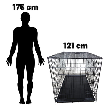 Kokoontaitettava koirahäkki XXL 121 x 74 x 80,5 cm – 2 ovea, tuplalukitus, musta