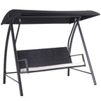 Hollywood keinu 3-paikkainen puutarhakeinu polyrottinki+metalli musta 198 x 124 x 179 cm