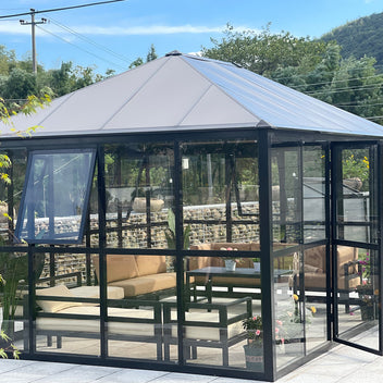 Lasipaviljonki 288 x 288 cm – 8,29 m², tuuletusikkuna, alumiinirunko
