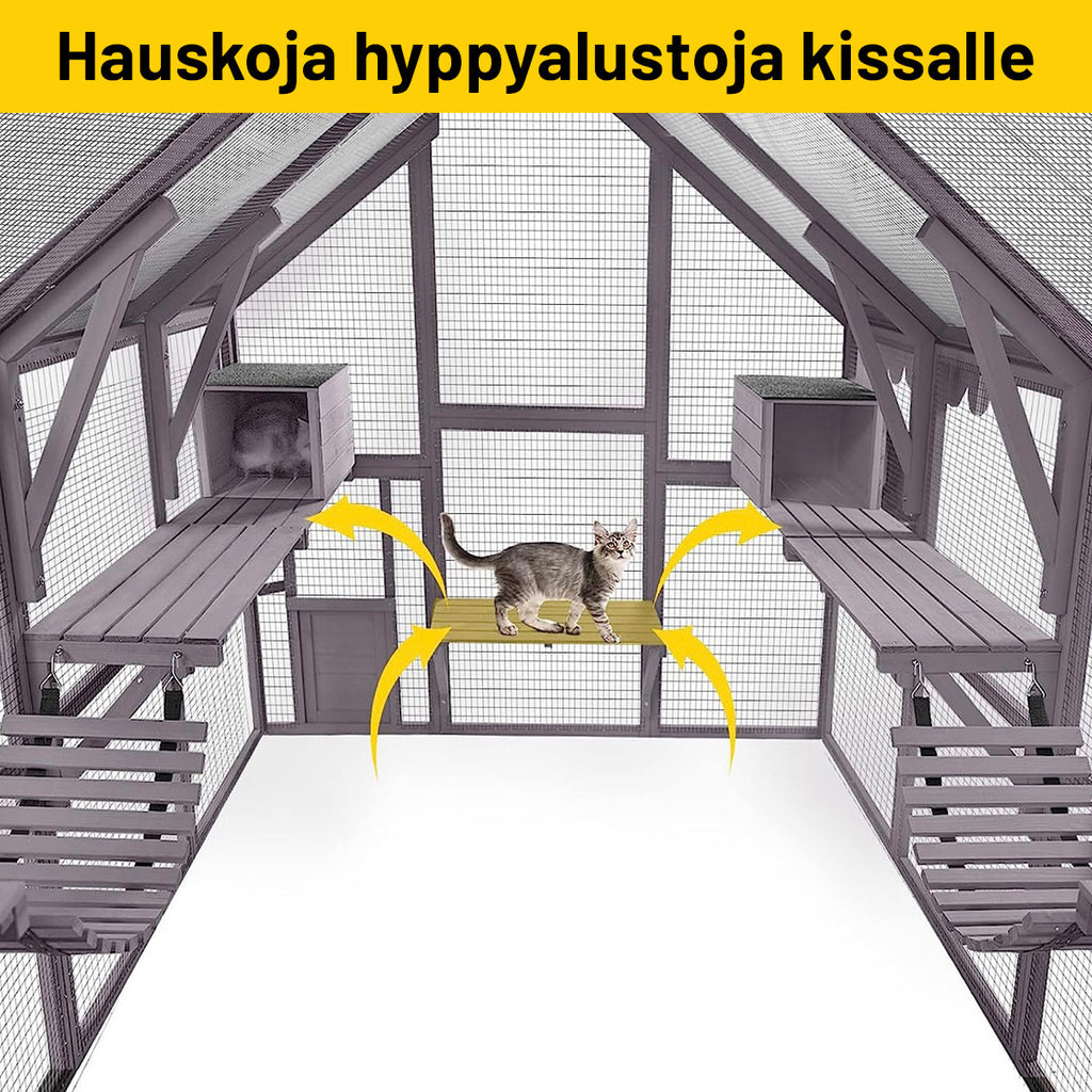 OUTLET! POHJOLA LEMMIKKITARVIKE Kissatalo 280 x 187 x 187 cm, Kuusipuuta, Harmaa - B-laatu, lue tuotekuvaus!