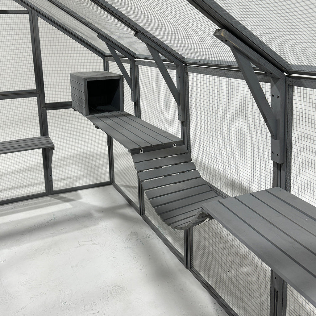 OUTLET! POHJOLA LEMMIKKITARVIKE Kissatalo 280 x 187 x 187 cm, Kuusipuuta, Harmaa - B-laatu, lue tuotekuvaus!