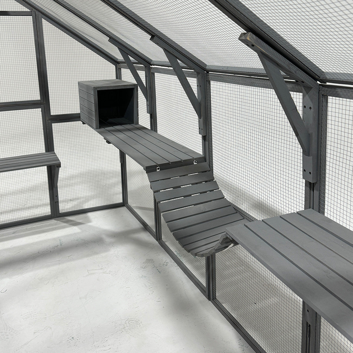 OUTLET! POHJOLA LEMMIKKITARVIKE Kissatalo 280 x 187 x 187 cm, Kuusipuuta, Harmaa - B-laatu, lue tuotekuvaus!