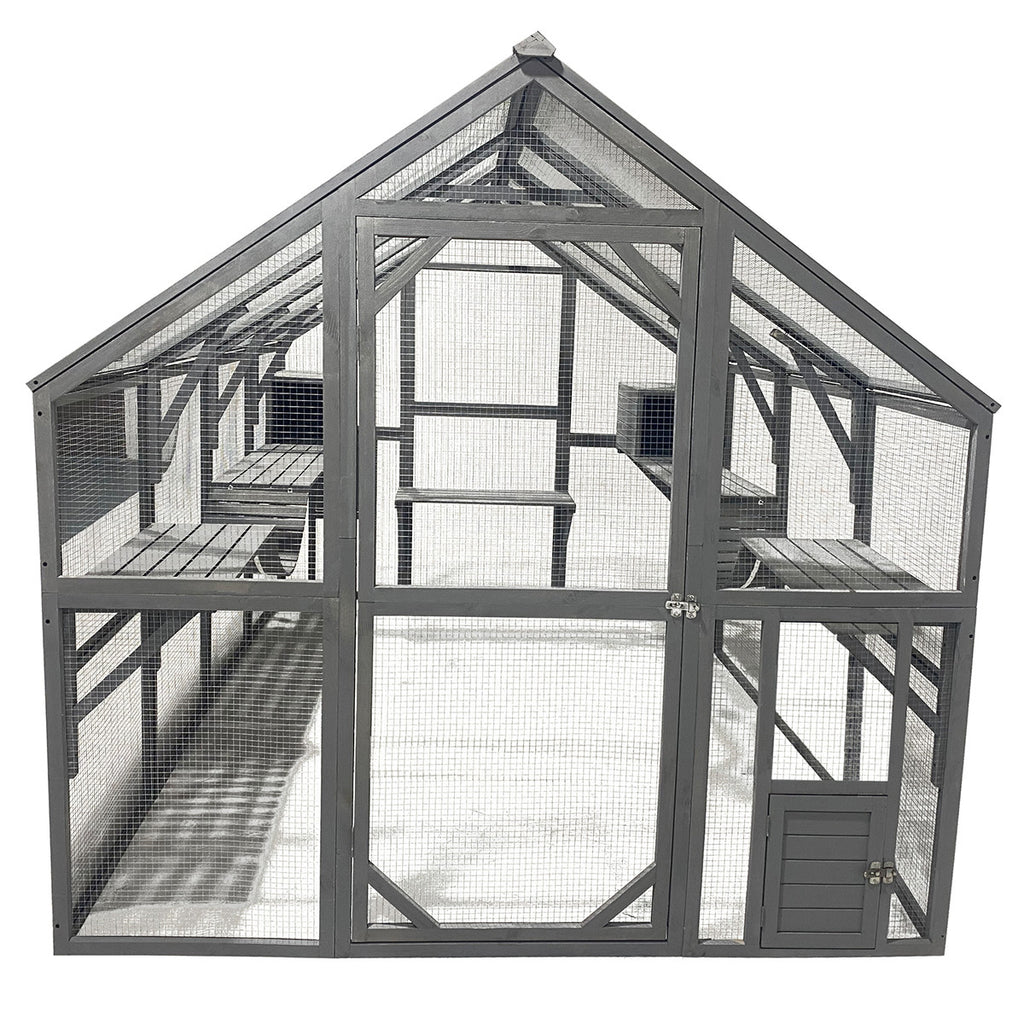 OUTLET! POHJOLA LEMMIKKITARVIKE Kissatalo 280 x 187 x 187 cm, Kuusipuuta, Harmaa - B-laatu, lue tuotekuvaus!