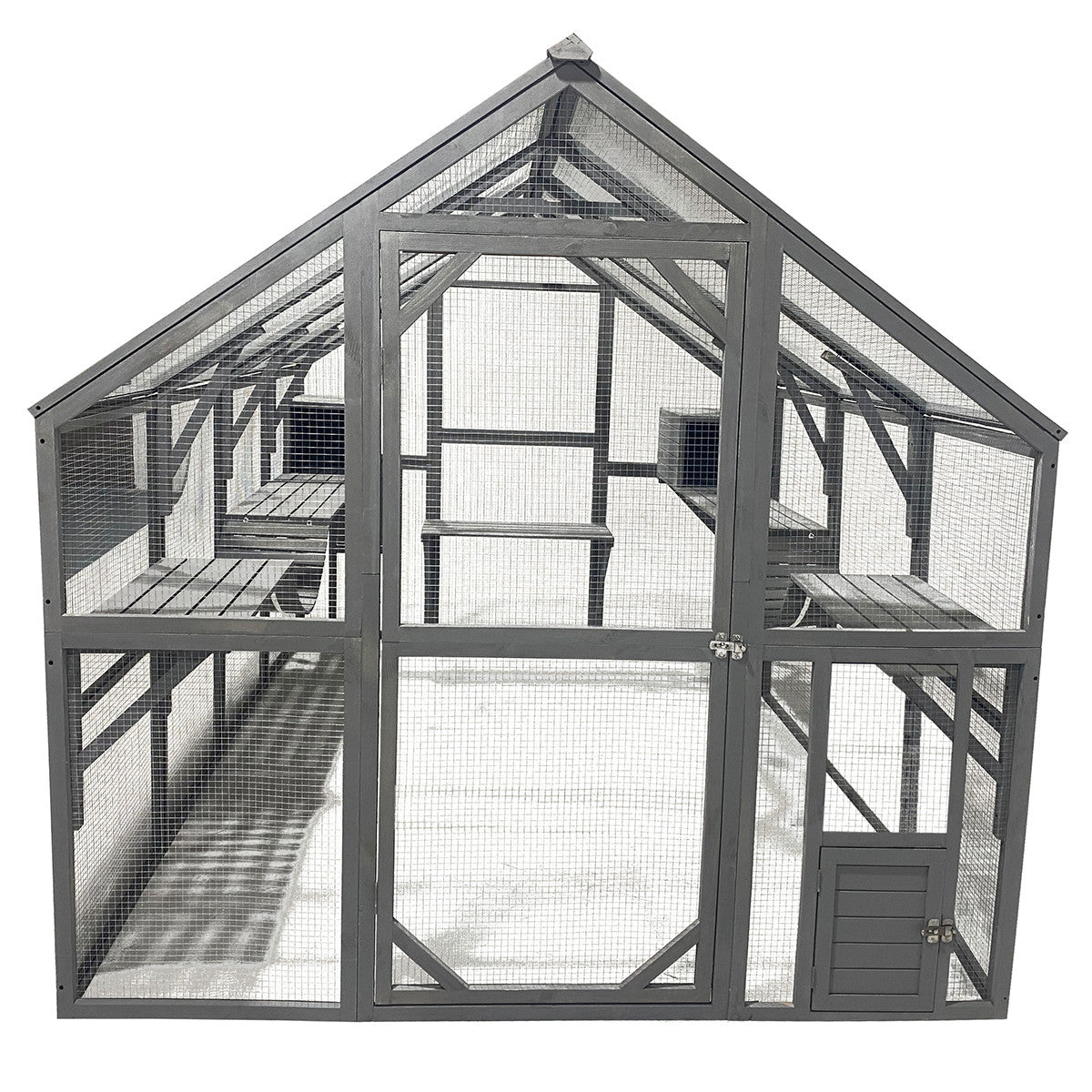 OUTLET! POHJOLA LEMMIKKITARVIKE Kissatalo 280 x 187 x 187 cm, Kuusipuuta, Harmaa - B-laatu, lue tuotekuvaus!