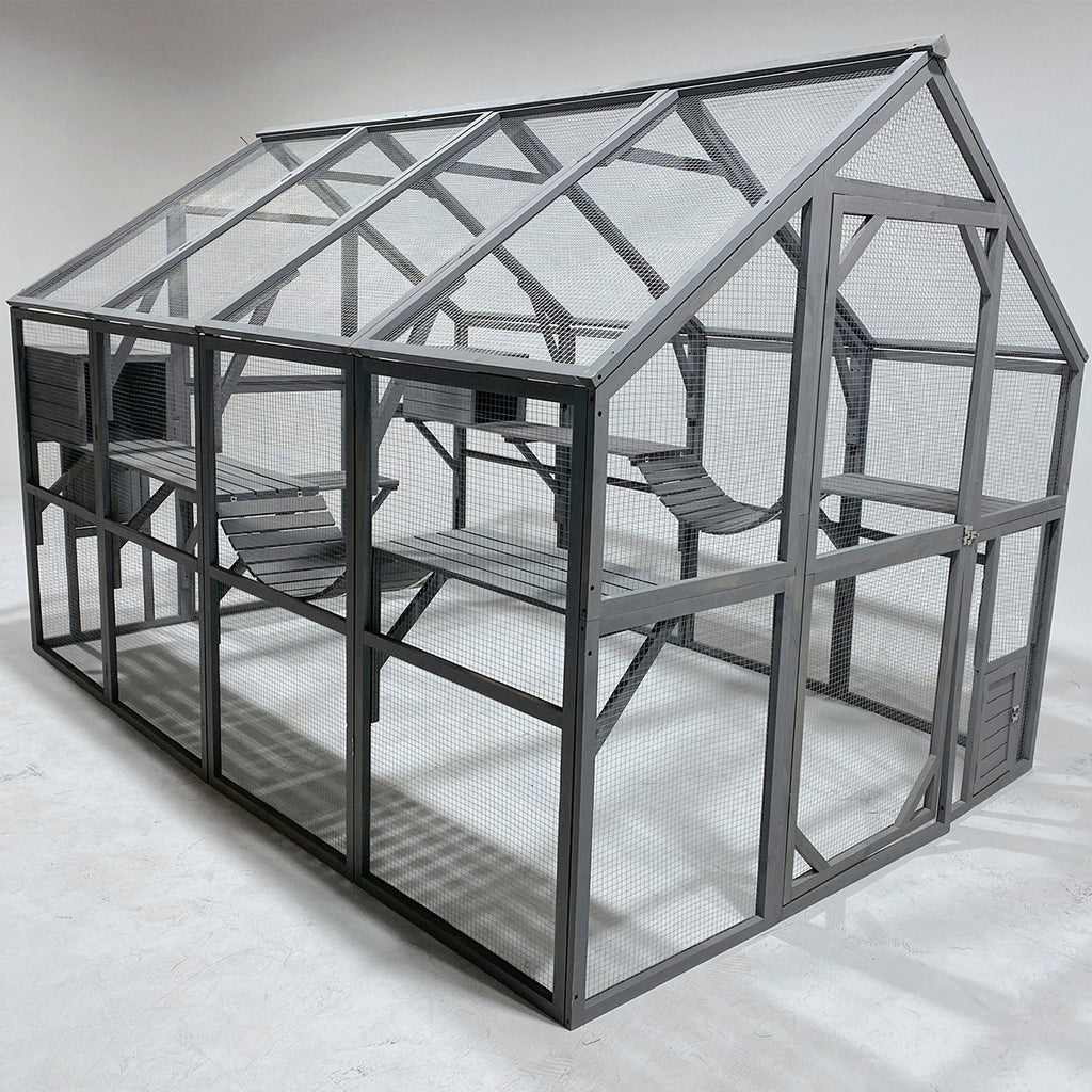 OUTLET! POHJOLA LEMMIKKITARVIKE Kissatalo 280 x 187 x 187 cm, Kuusipuuta, Harmaa - B-laatu, lue tuotekuvaus!