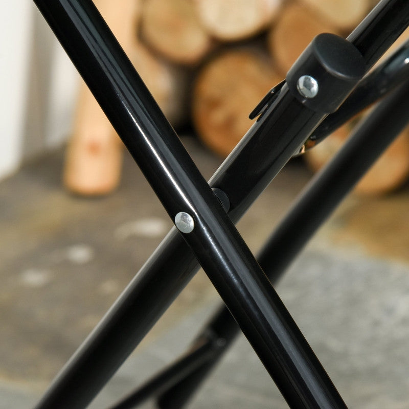 puutarhapöytä lasikannella pyöreä kokoontaitettava metalli Ø45 musta