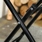 puutarhapöytä lasikannella pyöreä kokoontaitettava metalli Ø45 musta