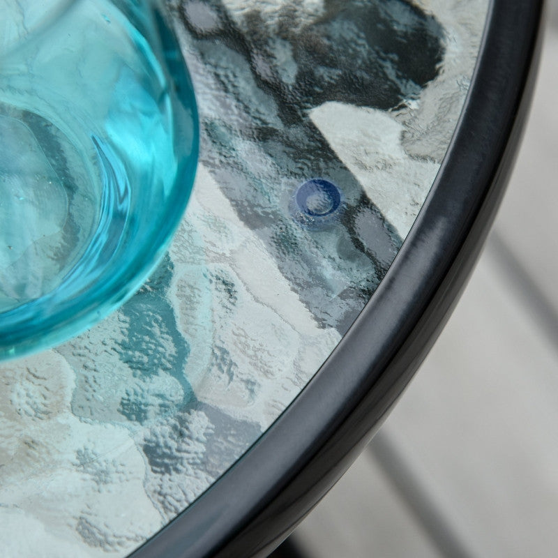 puutarhapöytä lasikannella pyöreä kokoontaitettava metalli Ø45 musta