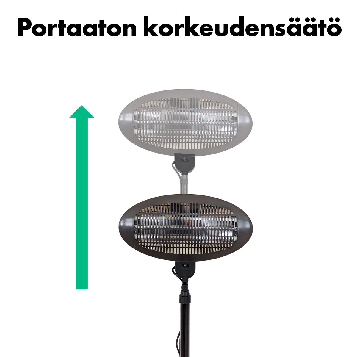 Säädettävä Parvekelämmitin / Terassilämmitin Kvartsi Jalalla 2000W IP34