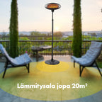 Säädettävä Parvekelämmitin / Terassilämmitin Kvartsi Jalalla 2000W IP34