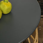 2 kpl boho-puutarhapöytiä, säänkestävä, 60 cm x 60 cm x 47 cm, luonnonpuu + tummanharmaa