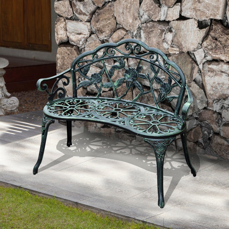 puutarhapenkki  2-istuttava metalli 100 x 54 x 78 cm