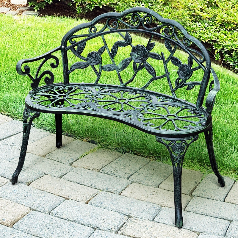puutarhapenkki  2-istuttava metalli 100 x 54 x 78 cm