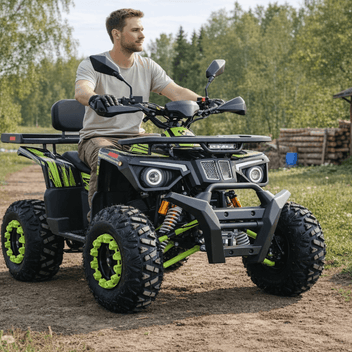 Barnmoped 125cc – halvautomatisk, 3+1 växlar, 65 km/h, svart-grön