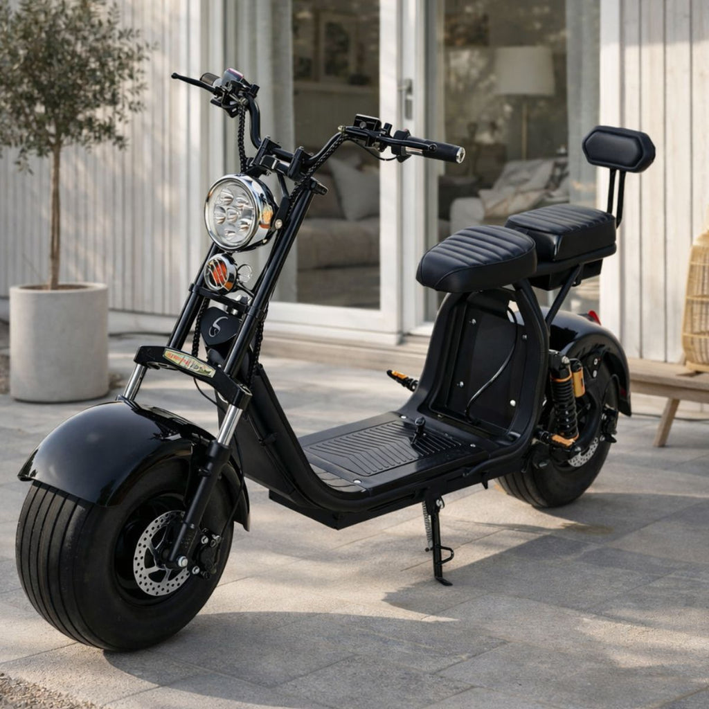 Pohjola Motors Sähköskootteri DUO 1000W, 25km/h, 60V12AH Tupla-akuilla Musta