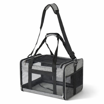 Bärväska för husdjur 45 x 29 x 29 cm – hopfällbar, nät, grå