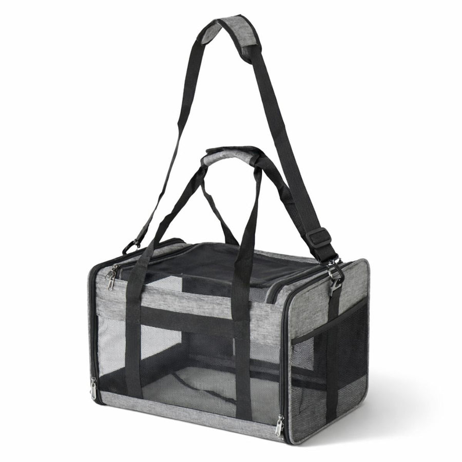 Bärväska för husdjur 45 x 29 x 29 cm – hopfällbar, nät, grå
