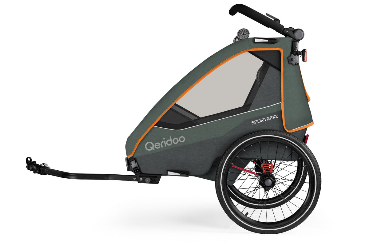 Qeridoo Sportrex2 2-hjulig cykelkärra för 1–2 barn
