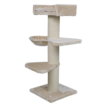 Raapimispuu isoille kissoille 155 cm – 20 cm tolppa, riippumatto, beige