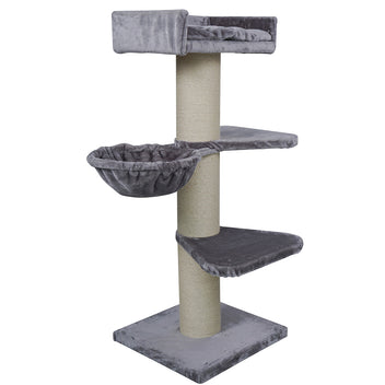 Raapimispuu isoille kissoille 155 cm – 20 cm tolppa, riippumatto, vaalean harmaa