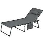 aurinkotuoli kokoontaitettava säänkestävä 188 cm x 65 cm x 36 cm, harmaa + musta.
