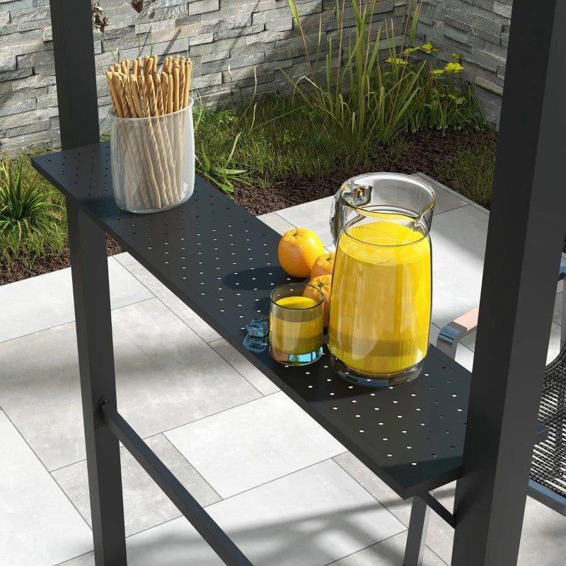 grillipaviljonki, 2 sivuhyllyä, koukut, teräsrunko, 1.1 x 2.3m, khaki